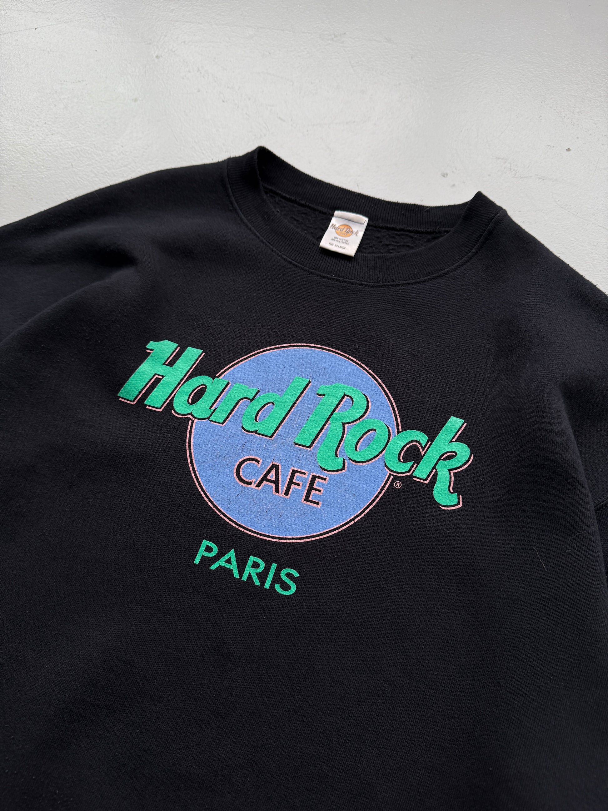 Black Hard Rock Cafe Paris Vintage Sweatshirt 90's Crewneck - XL