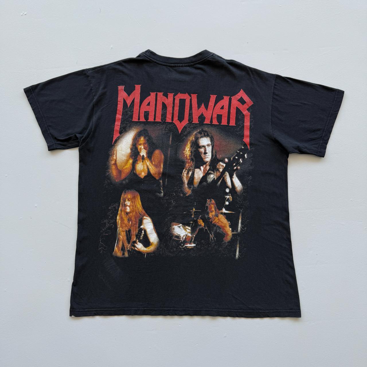 Black Manowar Metal Band Euro Vintage 90s T-shirt - XL