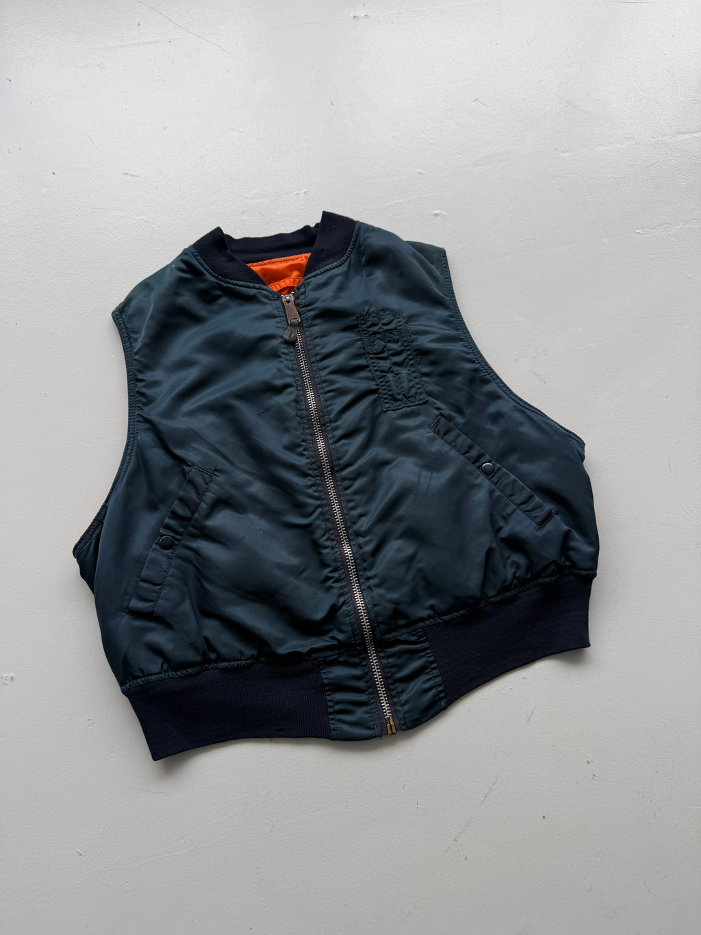 Alpha Industries Reversible Made in USA 80's Vintage MA-1 Bomber Vest - Large