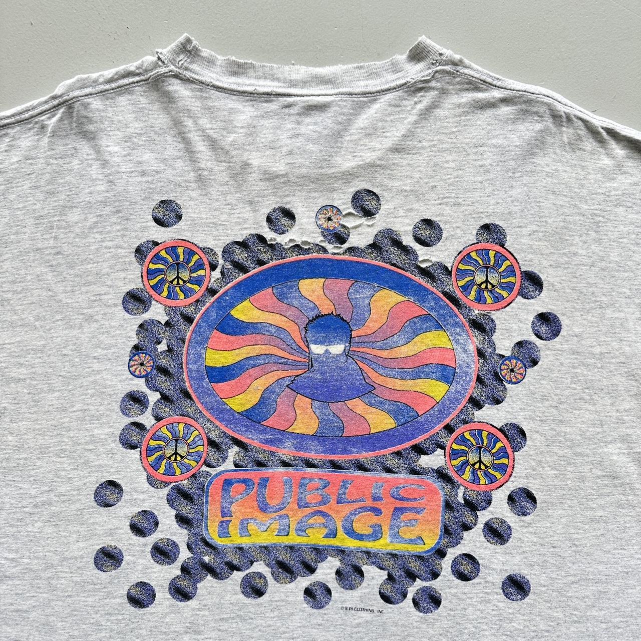 Grey Thrashed Public Image RAVE Vintage 90's T-shirt - XL