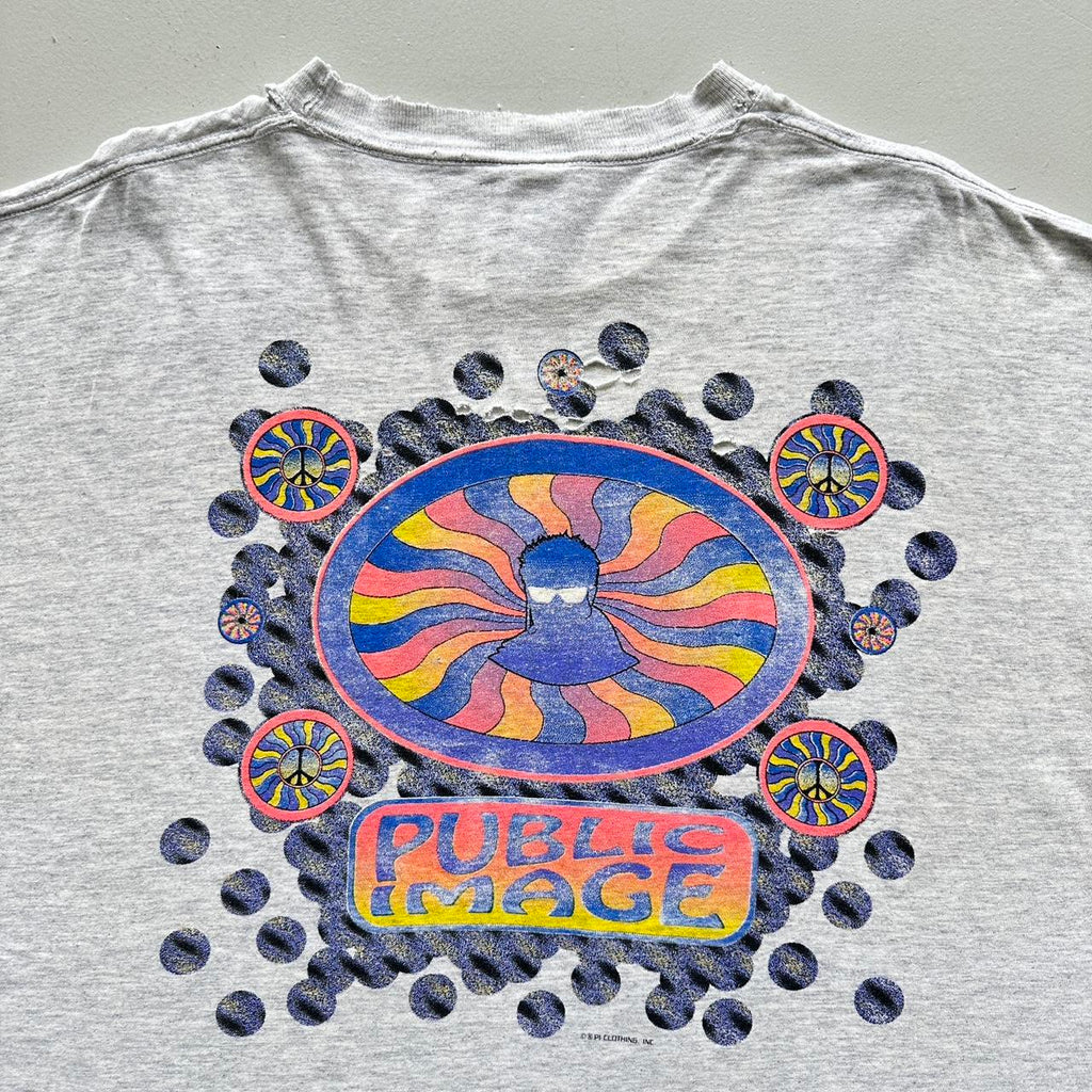 Grey Thrashed Public Image RAVE Vintage 90's T-shirt - XL