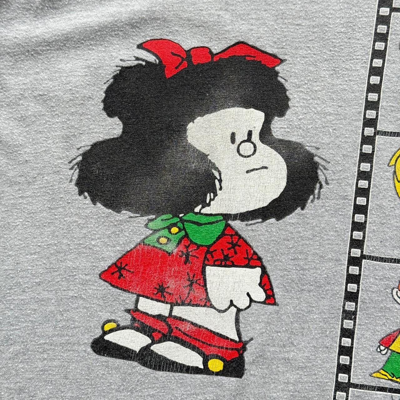 Grey Mafalda Grey Cartoon 80s Vintage Graphic T-Shirt - Medium