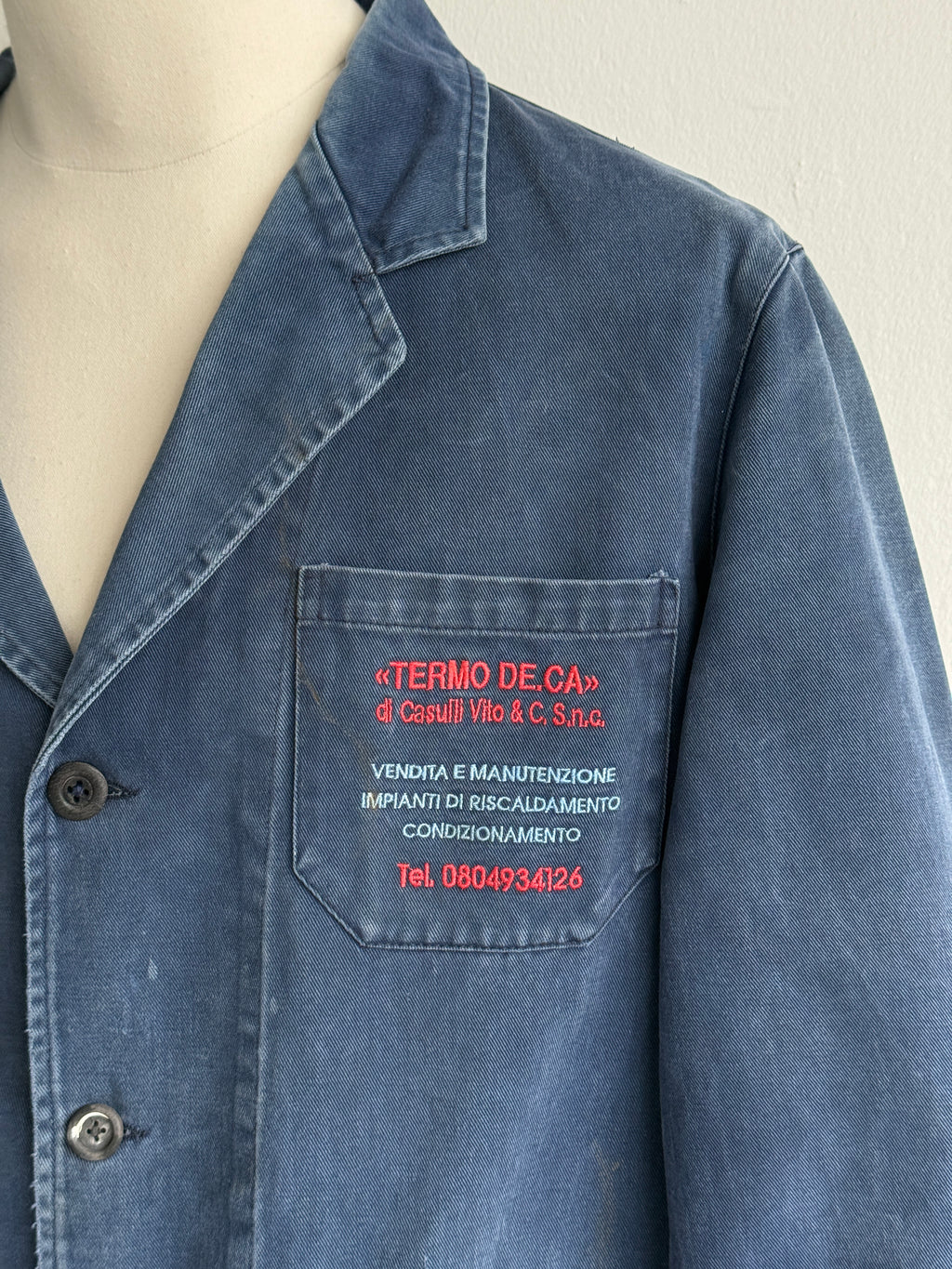 Faded Blue Italian Made 90's Vintage Workwear Chore Jacket CH450 - Medium