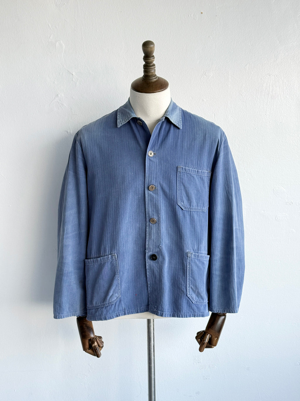 Faded Blue French 1950's Vintage Workwear Chore Jacket CH463 - Small