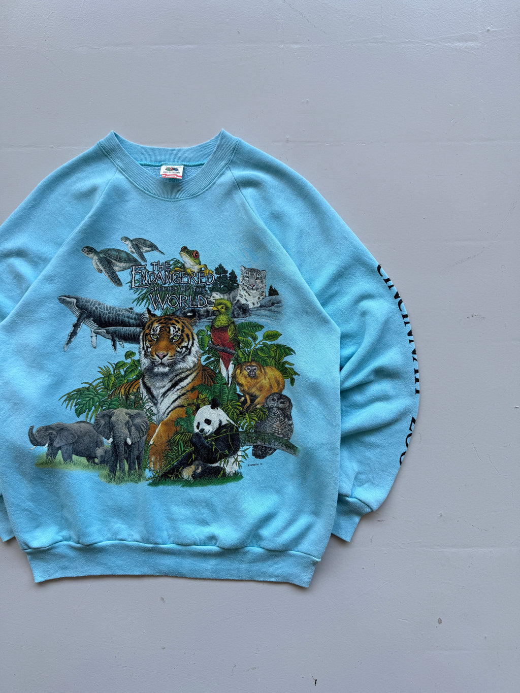 Blue Cincinnati Zoo 90's Vintage Animal Graphic Sweatshirt Jumper - Medium