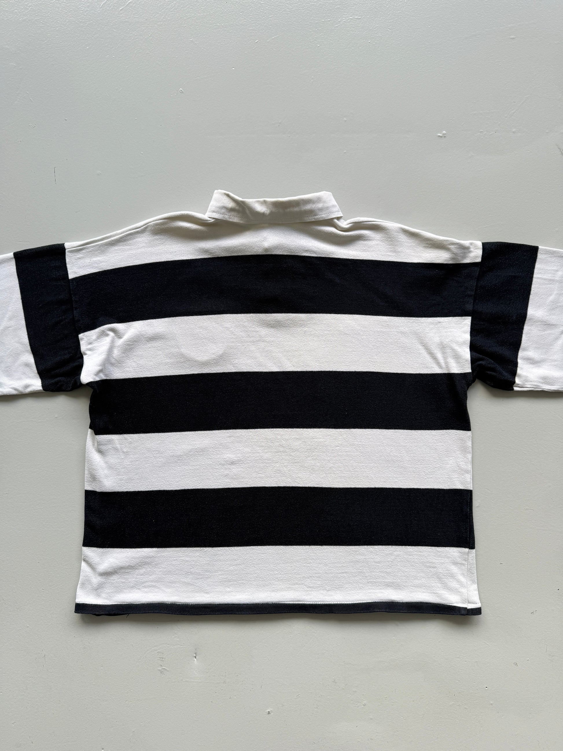 Navy Striped Twickenham 90's Vintage Long Sleeve Rugby Jersey Polo - Cropped XL