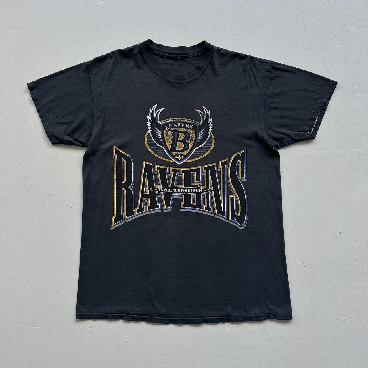 Charcoal Grey / Black Over Dyed Baltimore Ravens Vintage NFL 90's T-shirt - Large