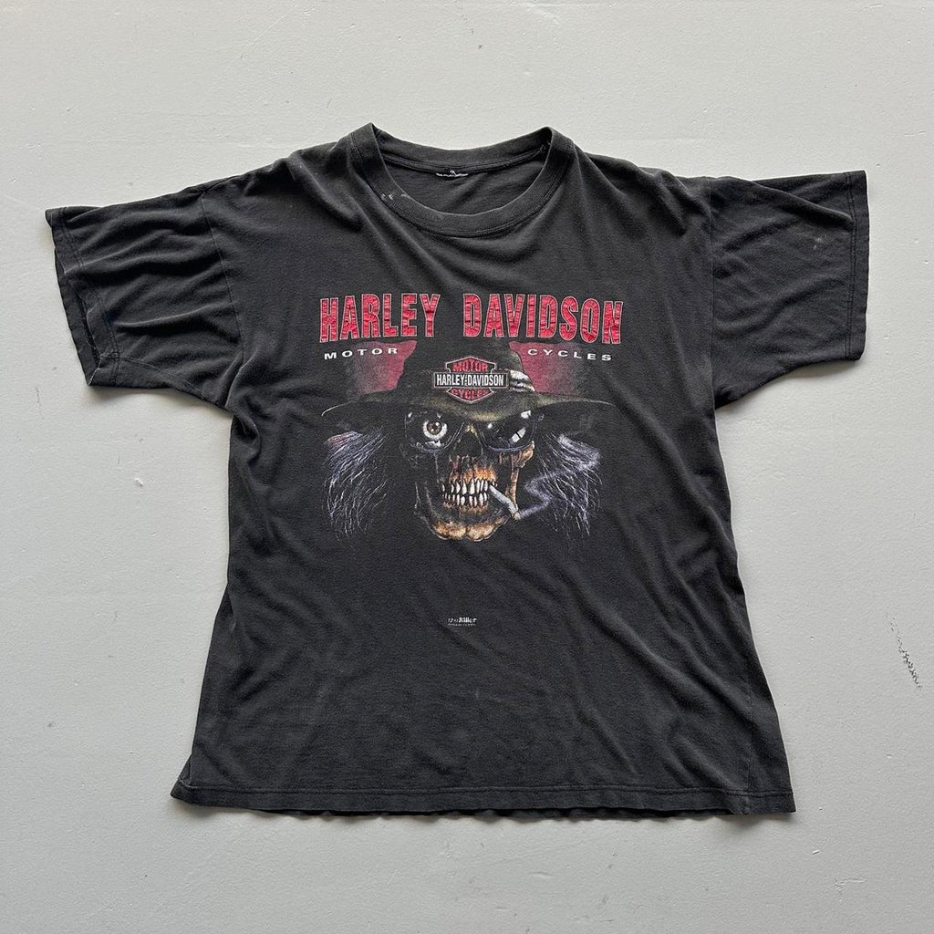 Black Harley Davidson Rare Skeleton 90’s Vintage T-shirt - Large