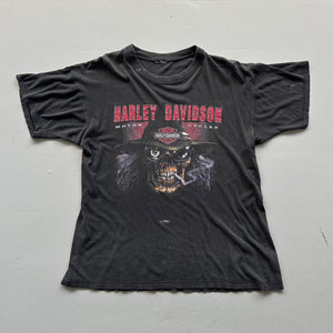 Black Harley Davidson Rare Skeleton 90’s Vintage T-shirt - Large