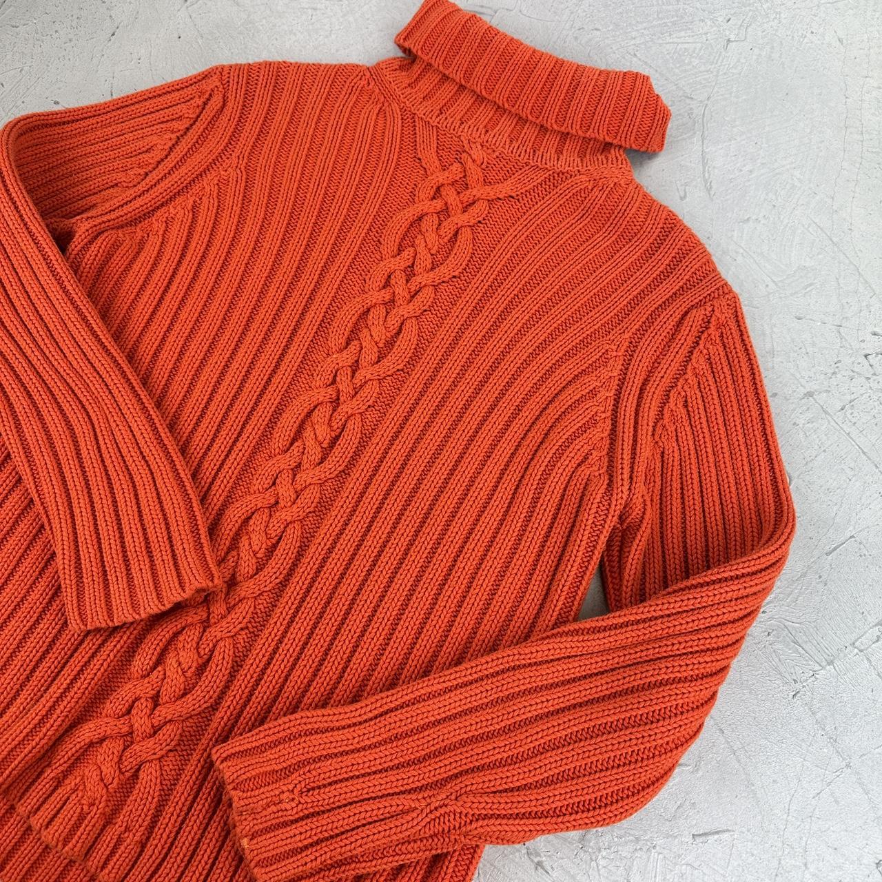 Vintage Orange Rope Knit 90's Sweatshirt - Small