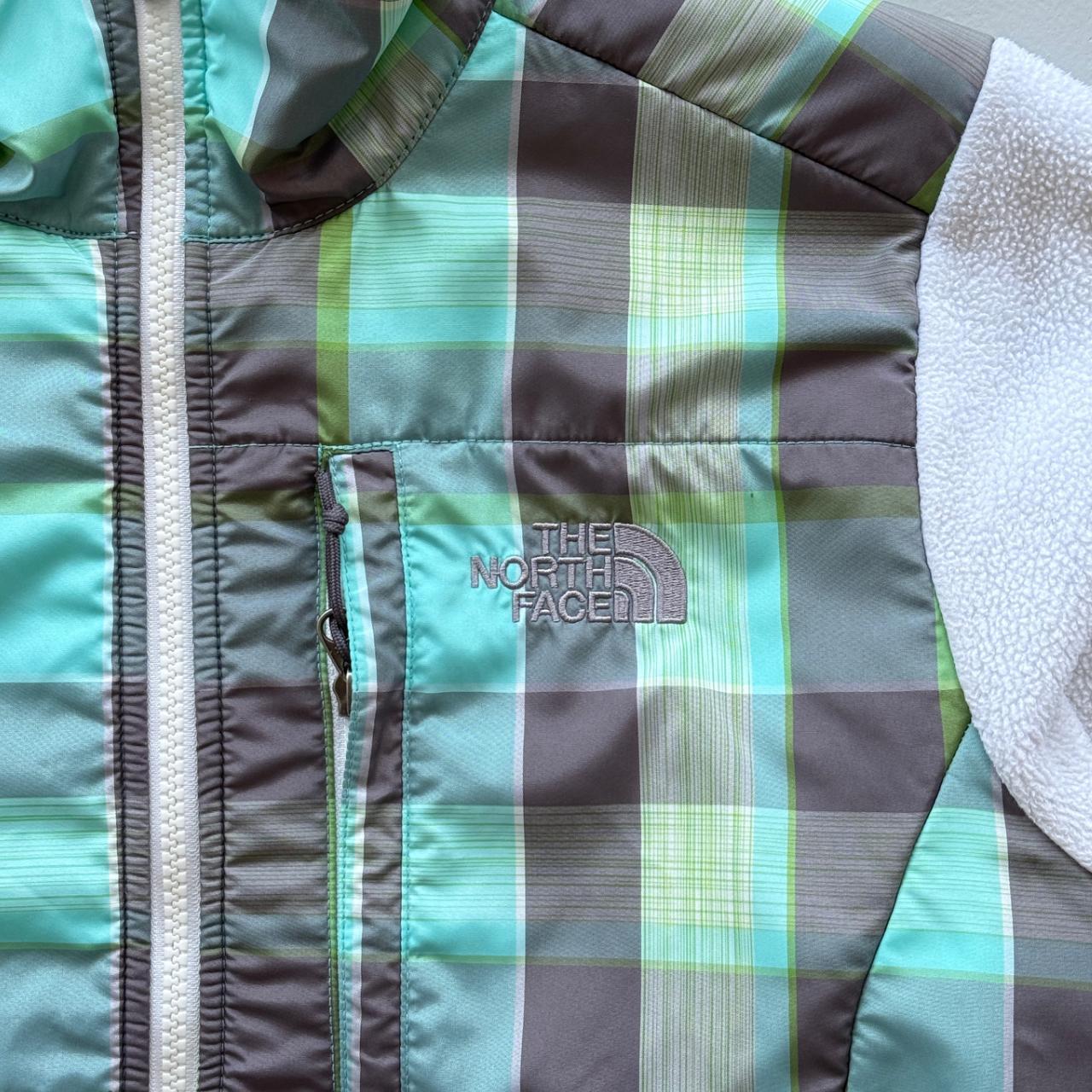 White Plaid Noth Face 00's Y2K Zip-Up Fleece - Womens Small