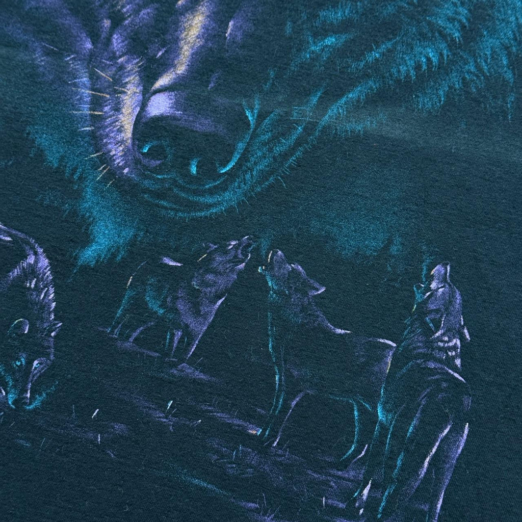 Black Habitat Wolf 90's Graphic Faded T-Shirt - XL