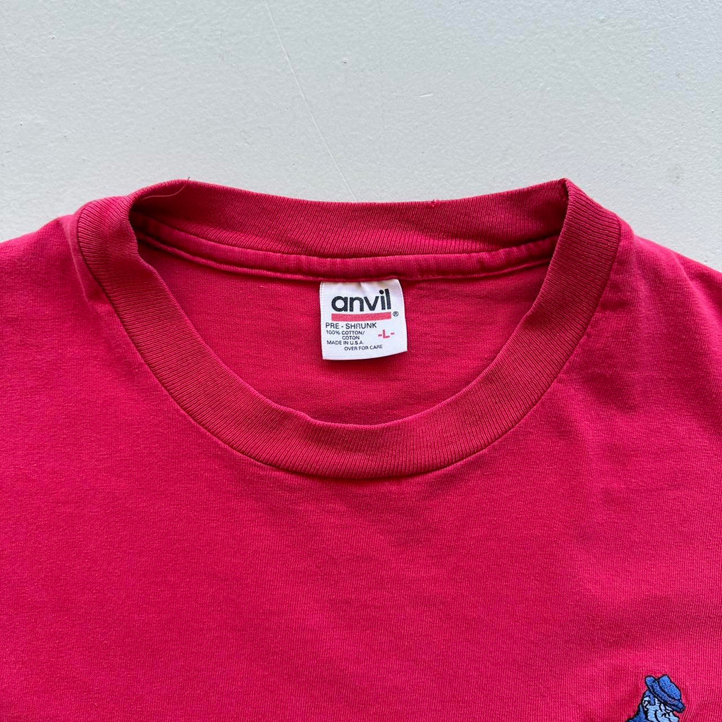 Embroidered Red/Pink Harmonica 90s Vintage T-shirt - Medium