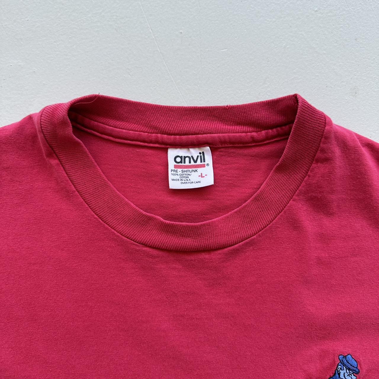 Embroidered Red/Pink Harmonica 90s Vintage T-shirt - Medium