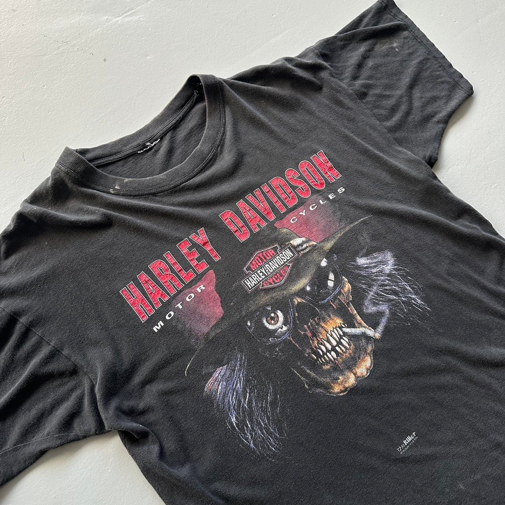 Black Harley Davidson Rare Skeleton 90’s Vintage T-shirt - Large