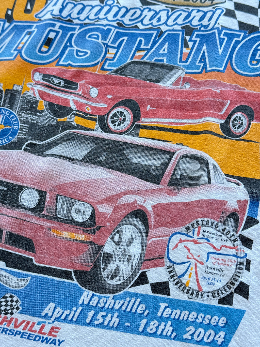 White Mustang Club 40th Anniversary Car Meet 2004 Vintage Graphic T-Shirt - XL