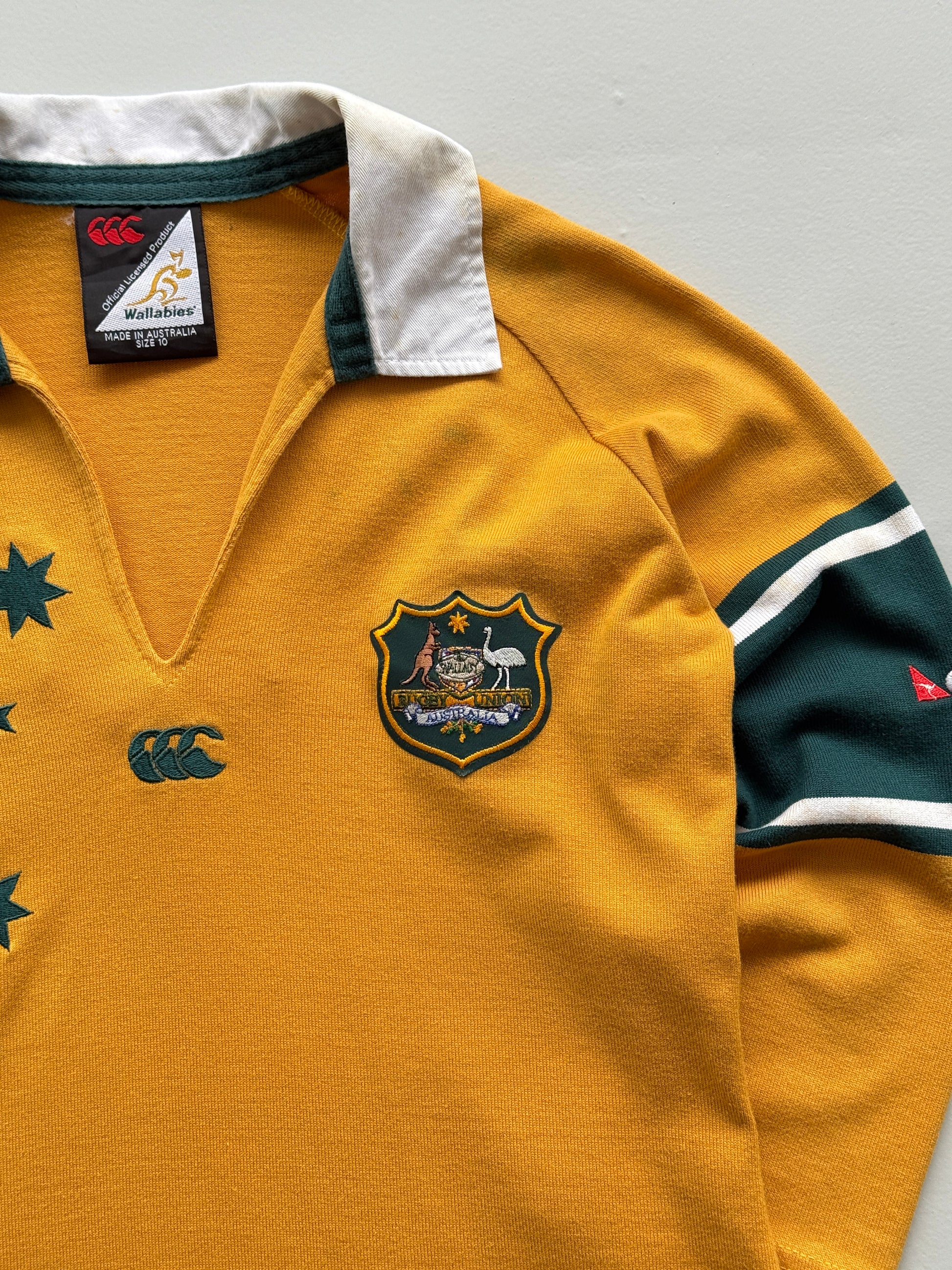 Yellow Australian Rugby 00's Vintage Wallabies Canterbury Kid's Jersey - Age 10