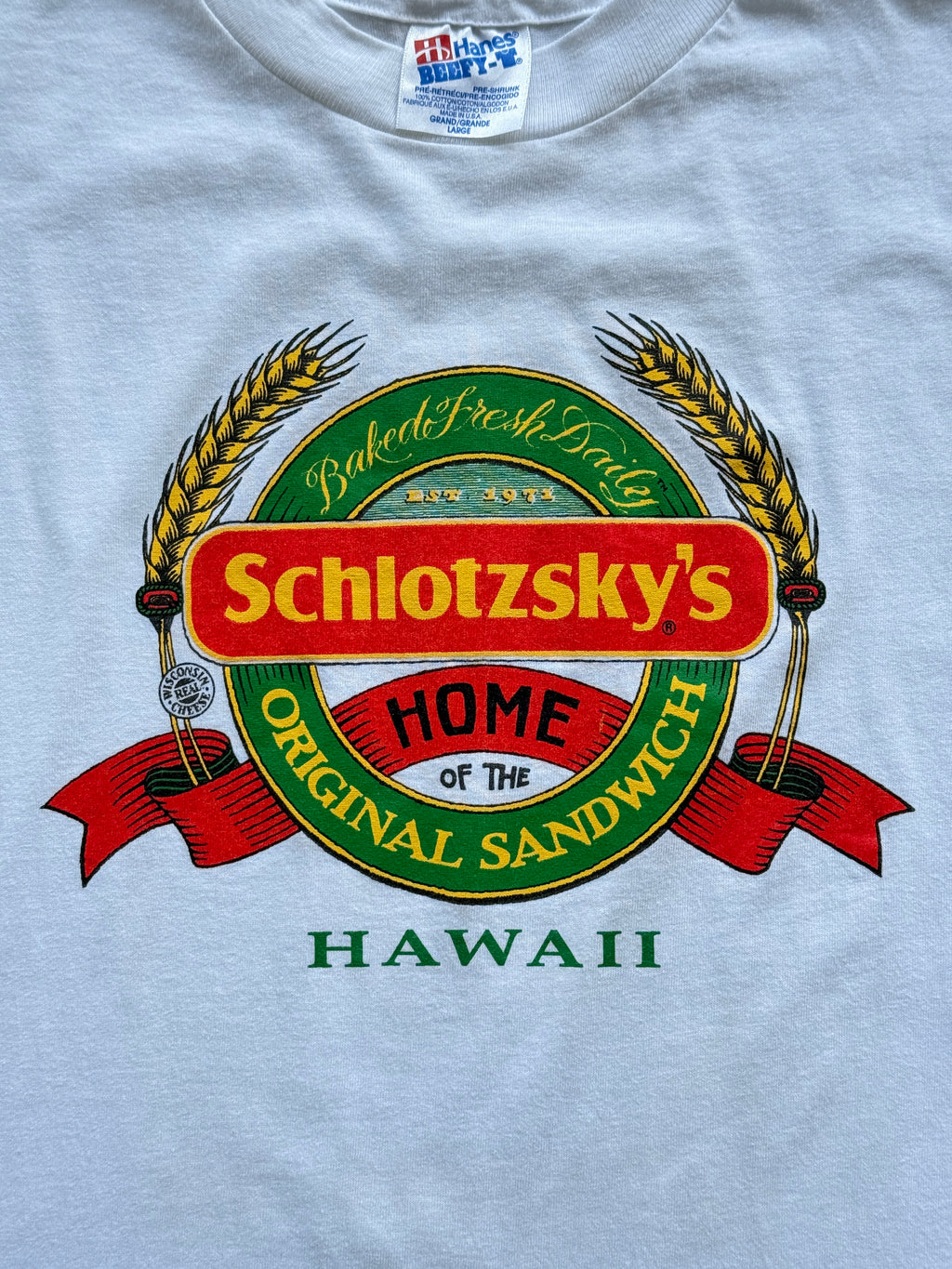 White Hawaii Sandwich Bar 90's Vintage Single Stitch Graphic T-Shirt - XL