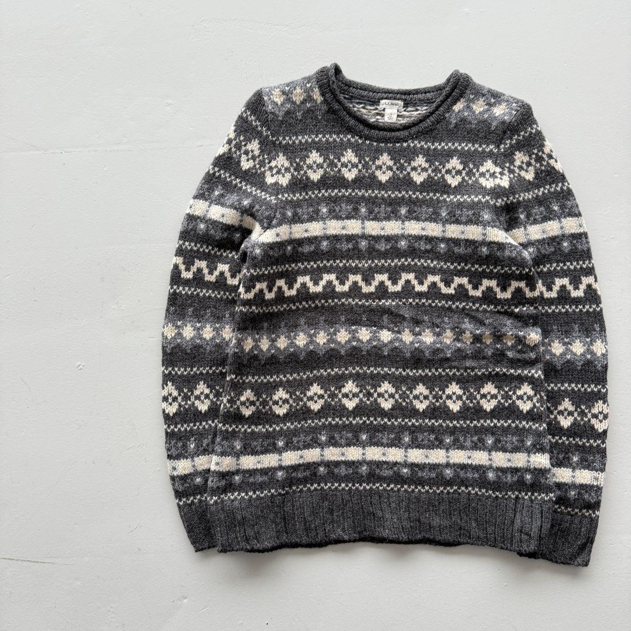 Grey L.L Bean 90’s Vintage Woollen Knit Jumper - Mens Small / Womens Medium