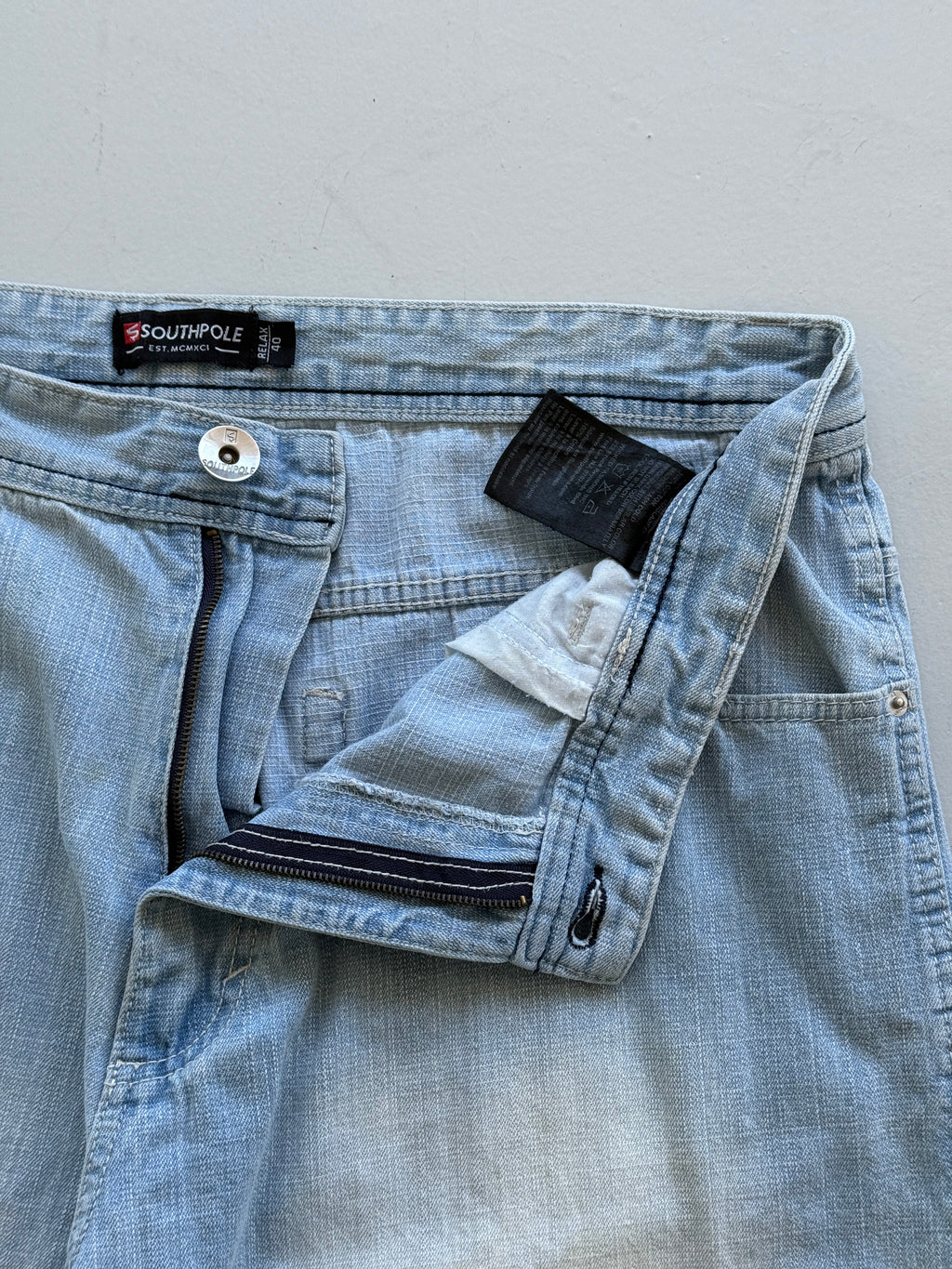 Light Blue Southpole 00's Vintage Y2K Baggy Hip Hop Denim Shorts - W38 x L10