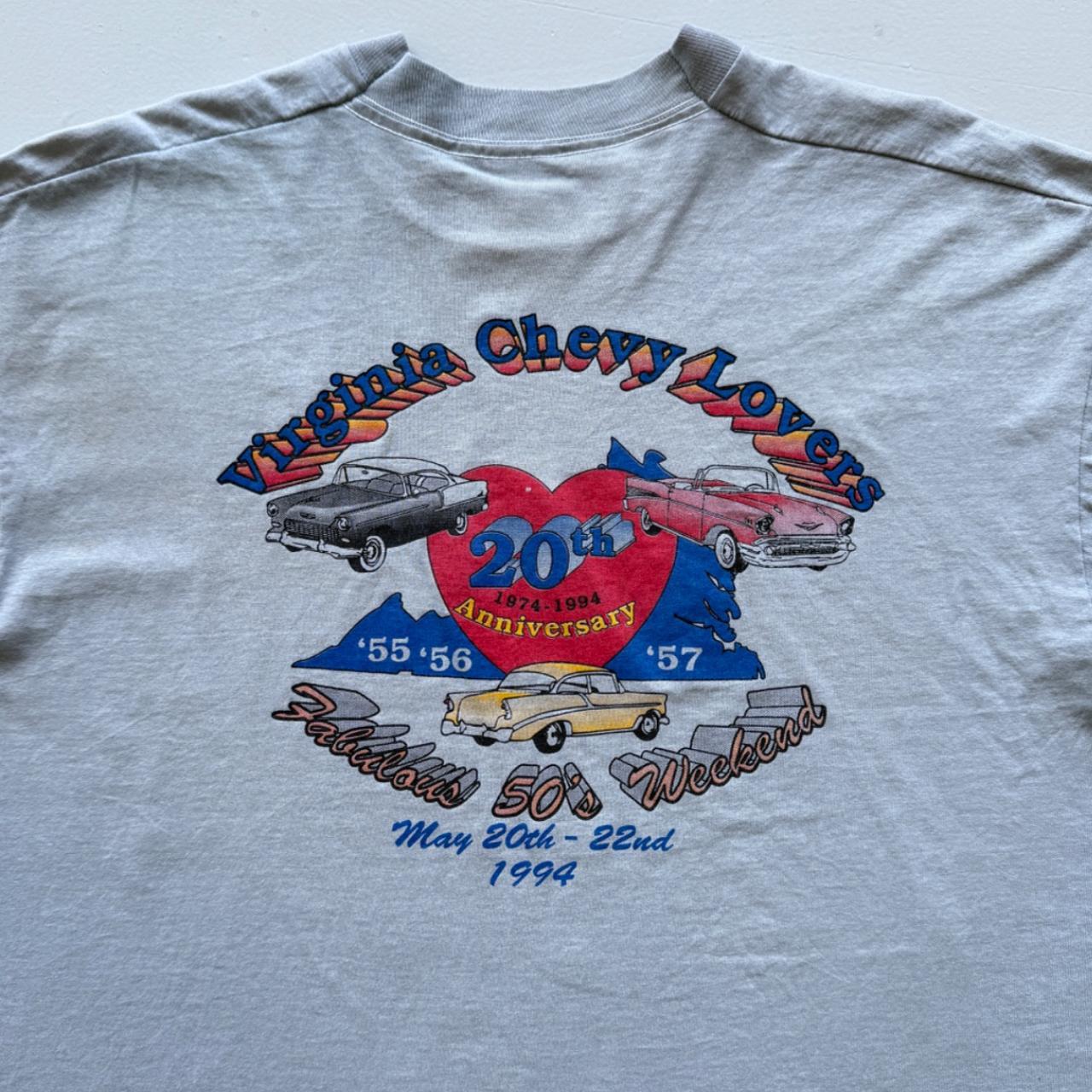Blue Grey Overdyed Chevy Lovers 90's Graphic Vintage T-shirt - XL