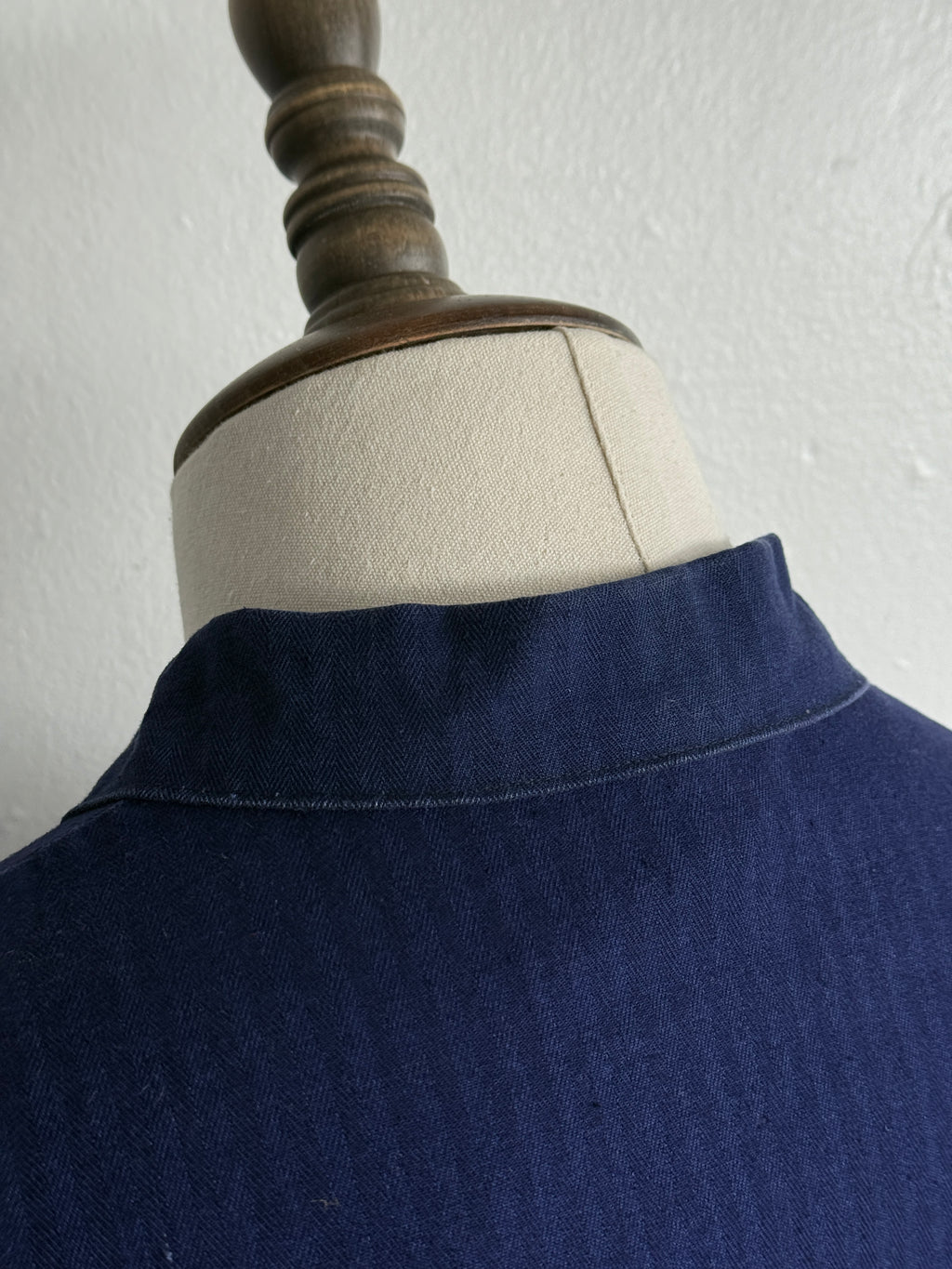 Indigo Blue Herringbone German Vintage Workwear Chore Jacket CH524 - Medium
