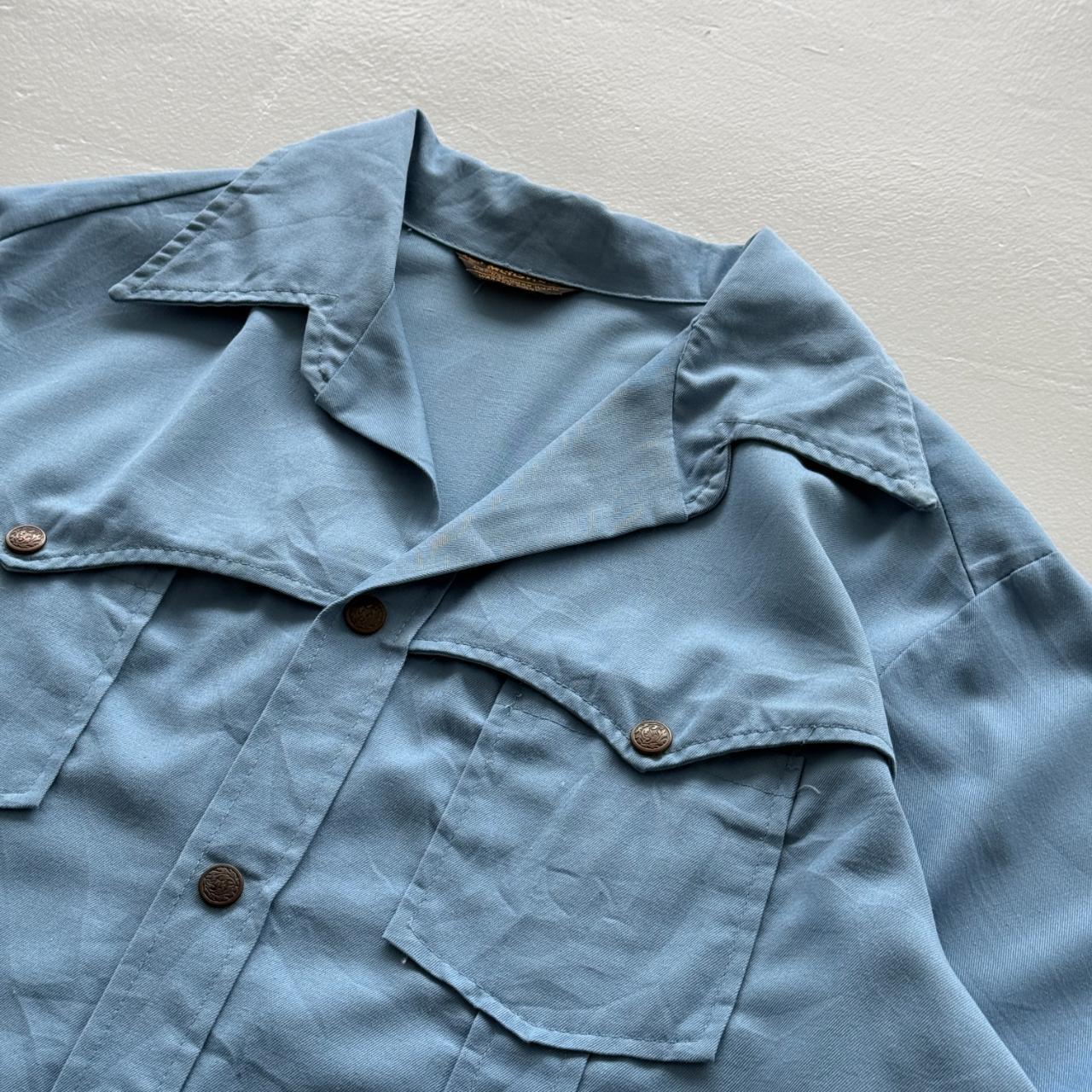 Light Blue Lightweight 70's Western Camp Collar Shirt - XL