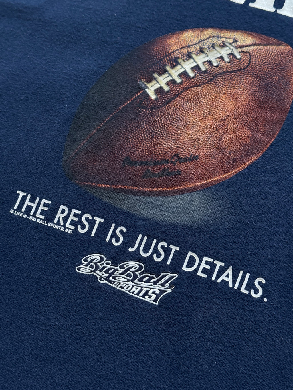 Navy Blue Football is Life 90's Vintage Graphic NFL T-Shirt - XL