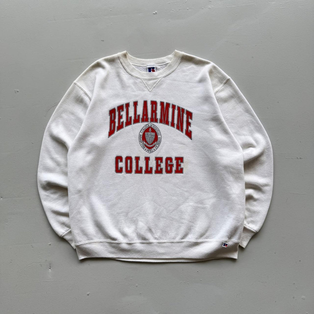 White Bellarmine College 90’s Vintage Graphic Sweatshirt - Large