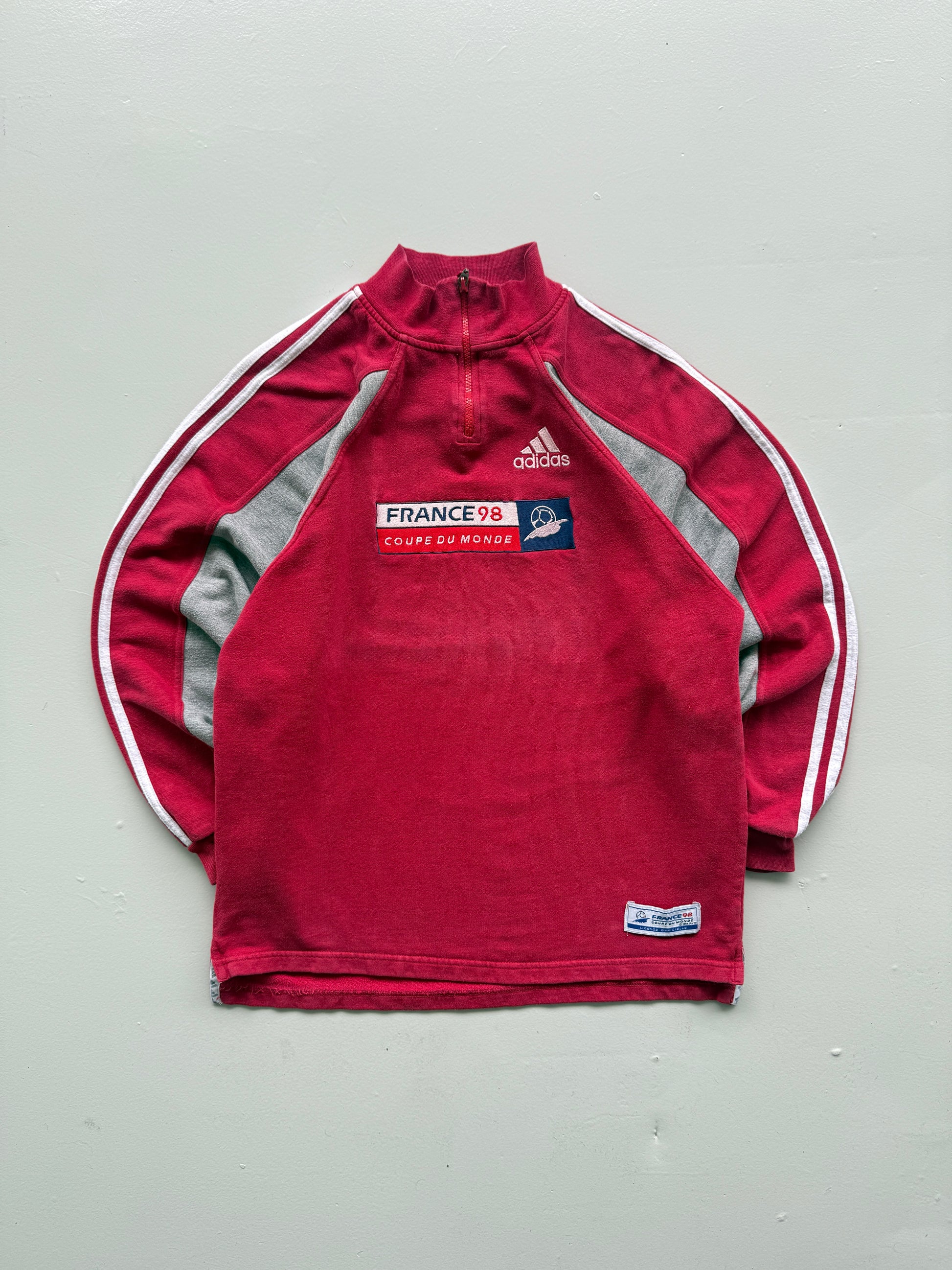 Red Adidas France World Cup 1998 Vintage Quarter Zip Sweatshirt - Small