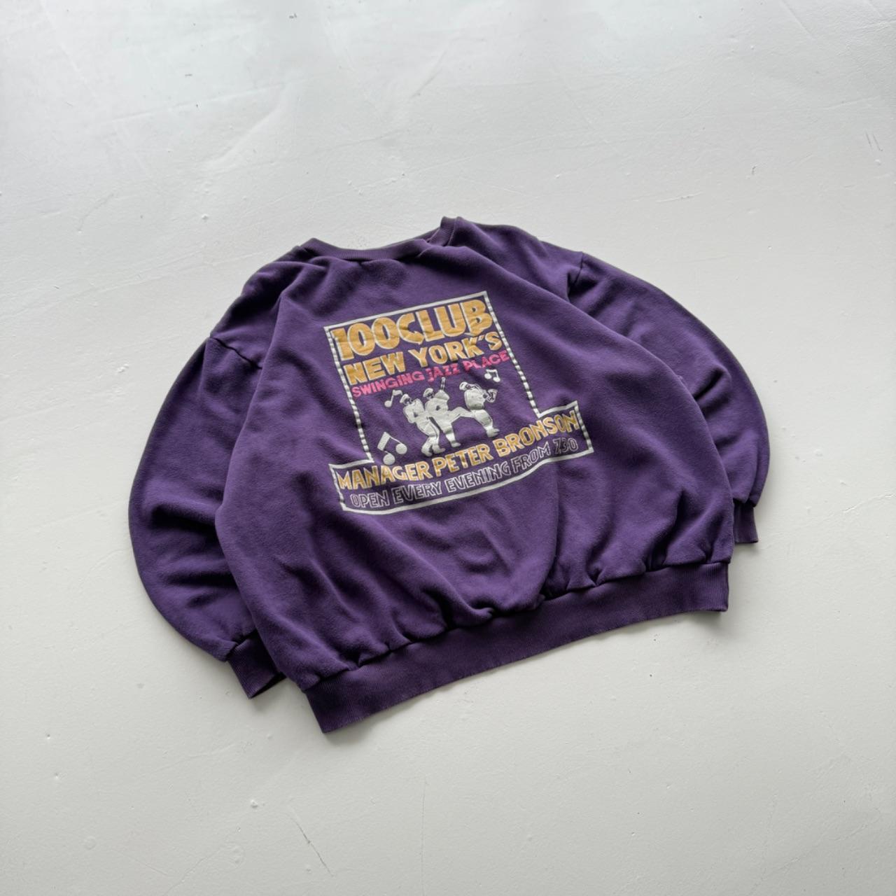 Purple 100 Club New York Jazz 80’s Vintage Graphic Sweatshirt - XL
