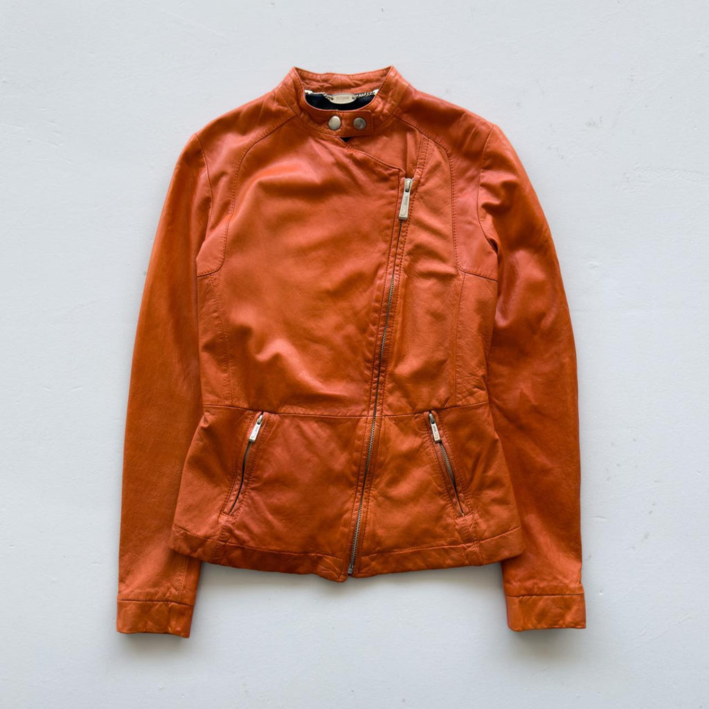 Orange Just Cavalli 00's Y2K Cropped Leather Jacket - XS