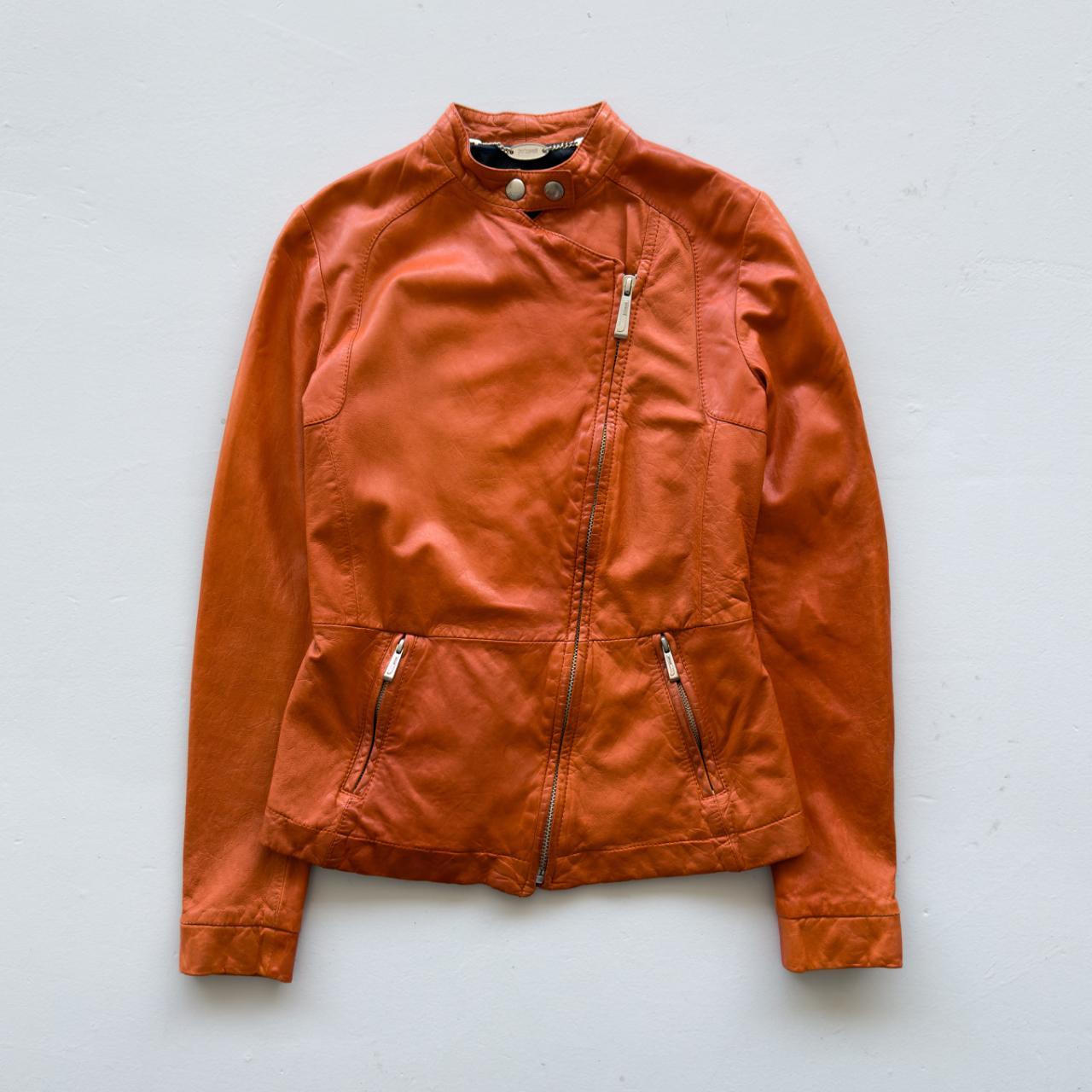 Orange Just Cavalli 00's Y2K Cropped Leather Jacket - XS