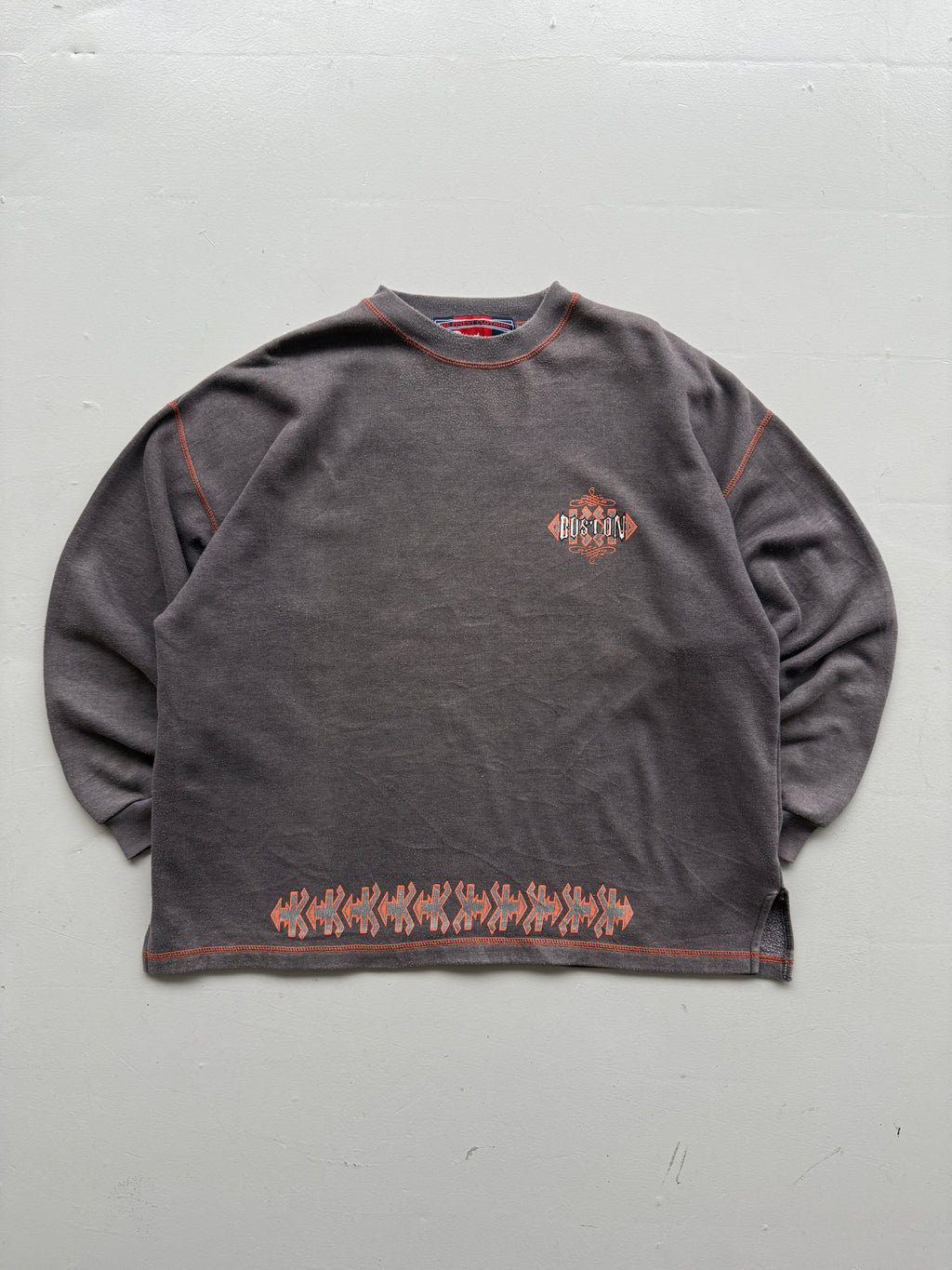 Grey Boston Company 90's Vintage Hip Hop Graphic Sweatshirt Jumper- Large