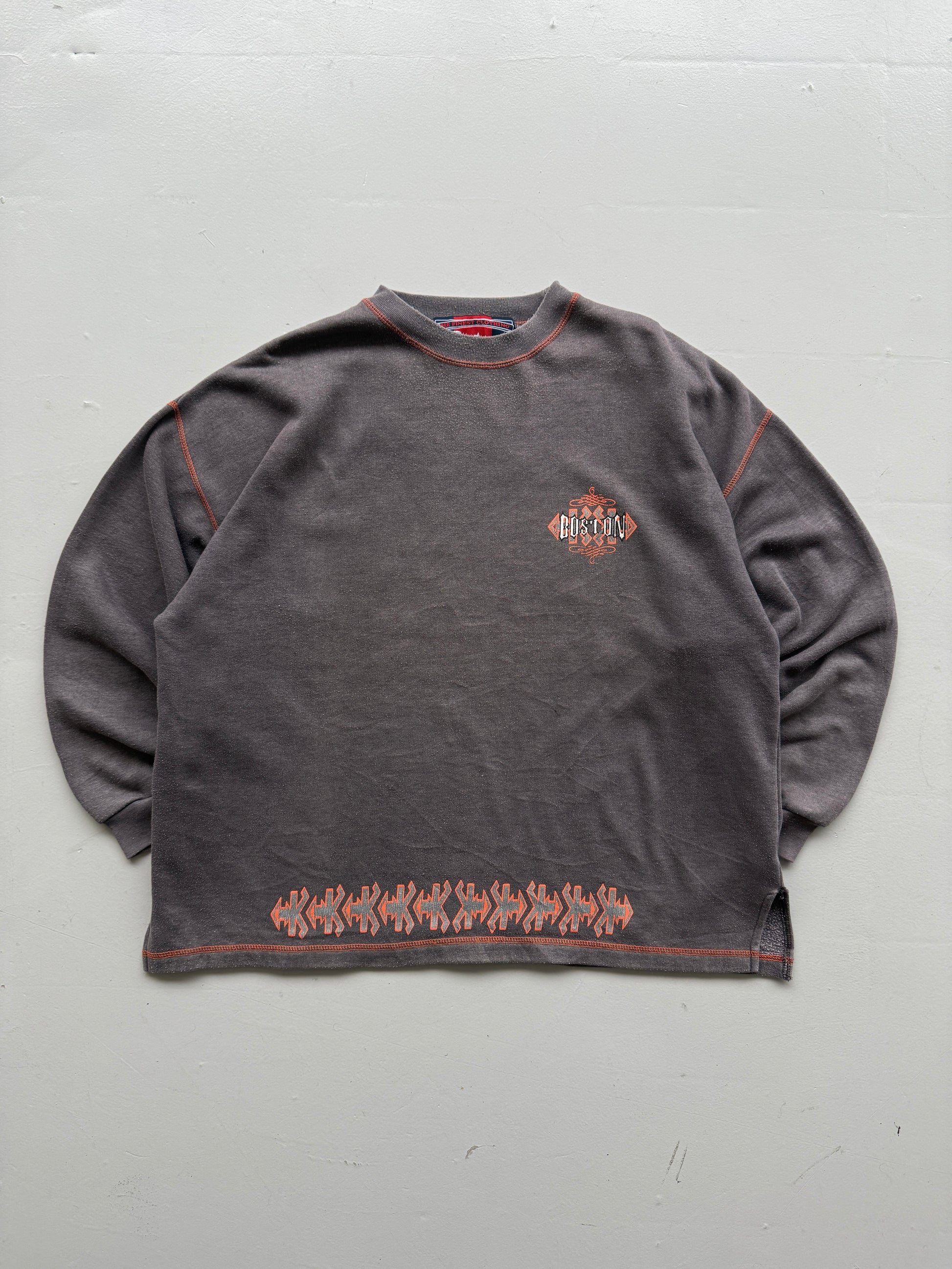 Grey Boston Company 90's Vintage Hip Hop Graphic Sweatshirt Jumper- Large