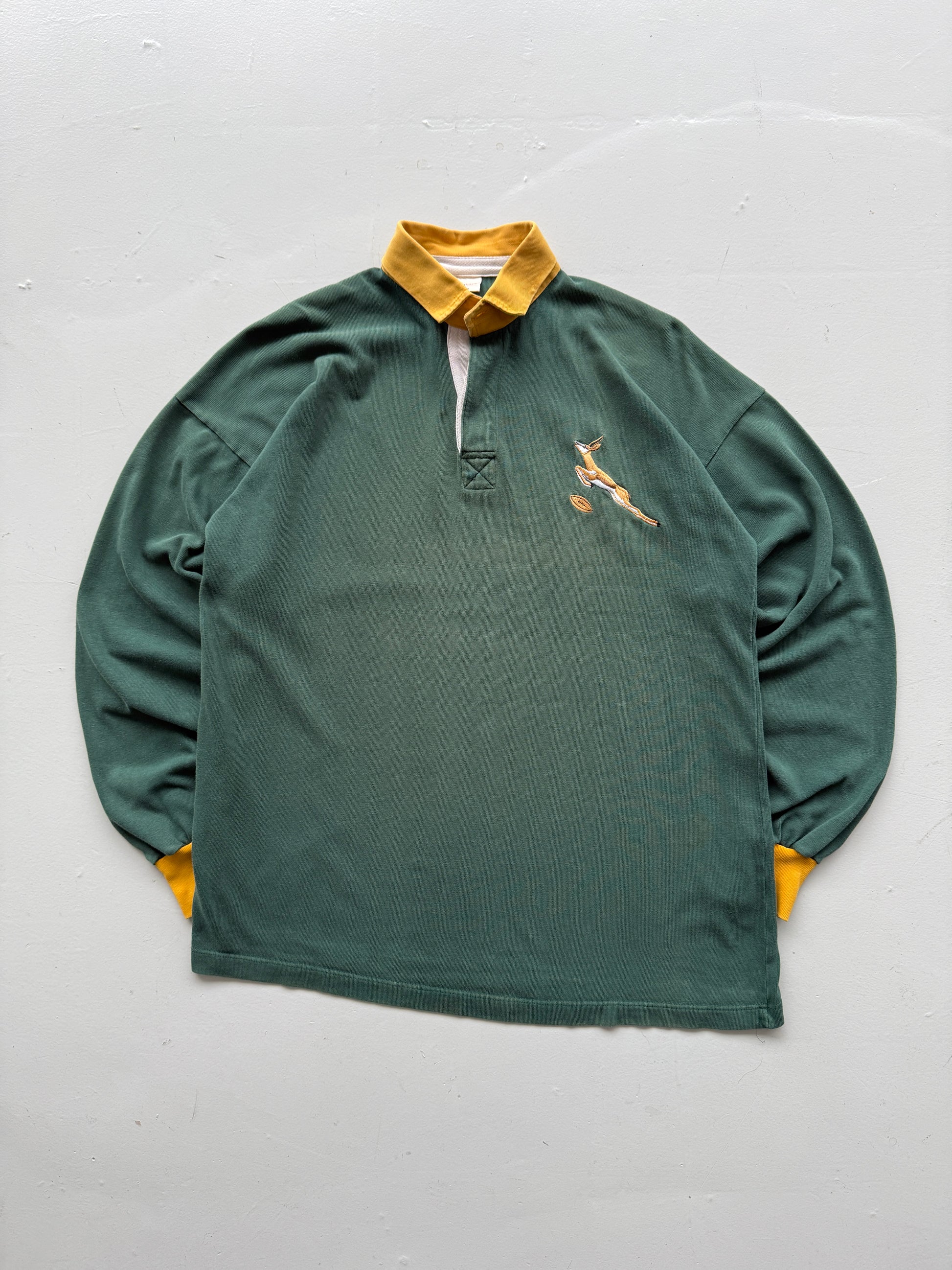 Green Spring Bocks 90's Vintage Long Sleeve Rugby Jersey Polo - Large