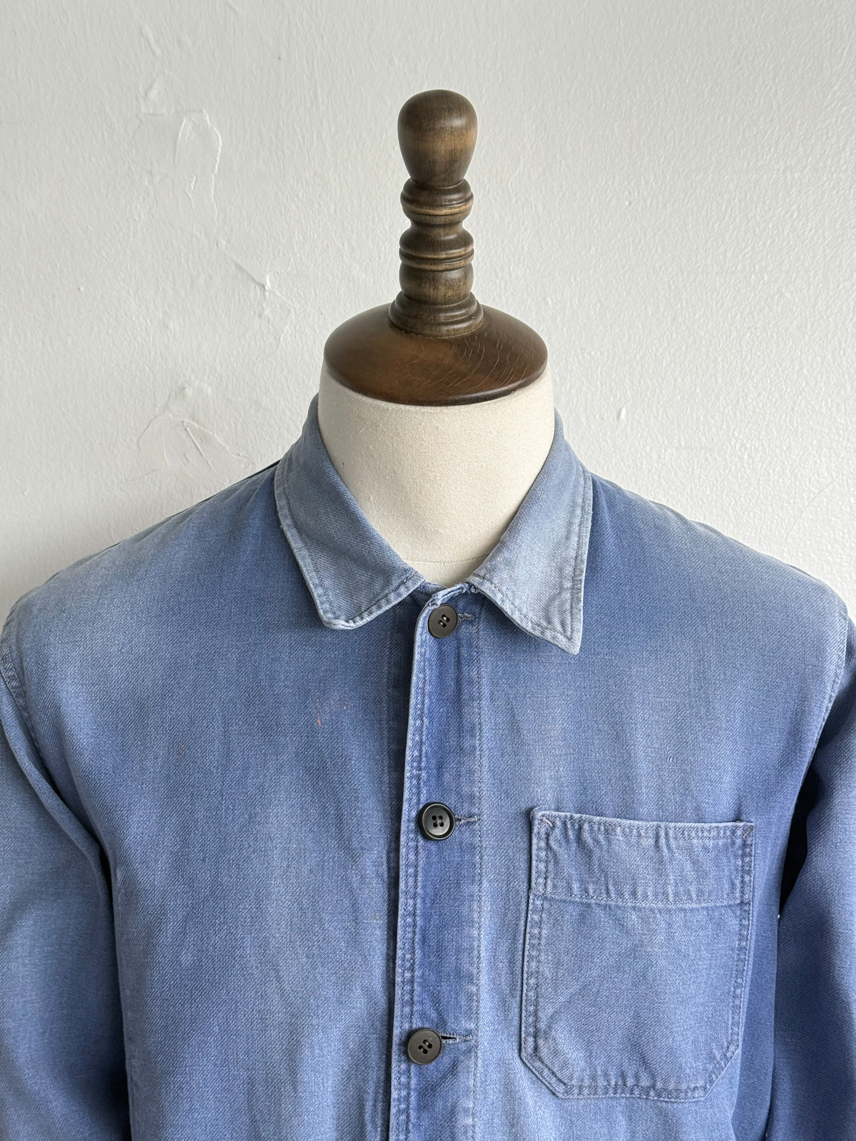 Thrashed Blue French 1950's Vintage Workwear Chore Jacket CH525 - XS