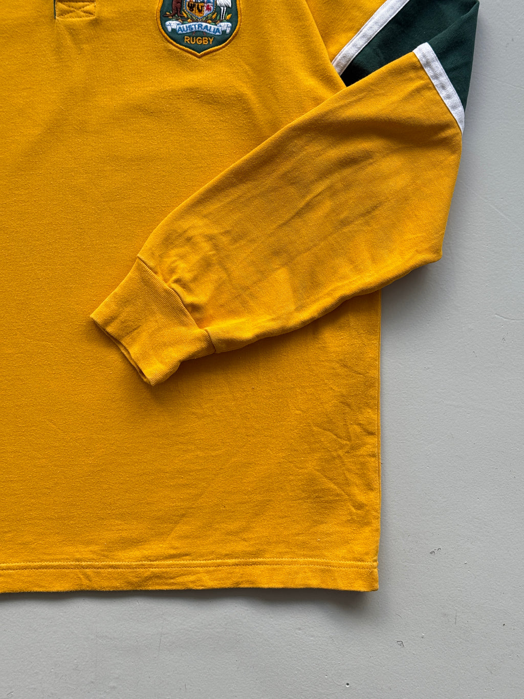 Yellow Australian Rugby Jersey Vintage Long Sleeve Replica - Oversized Medium