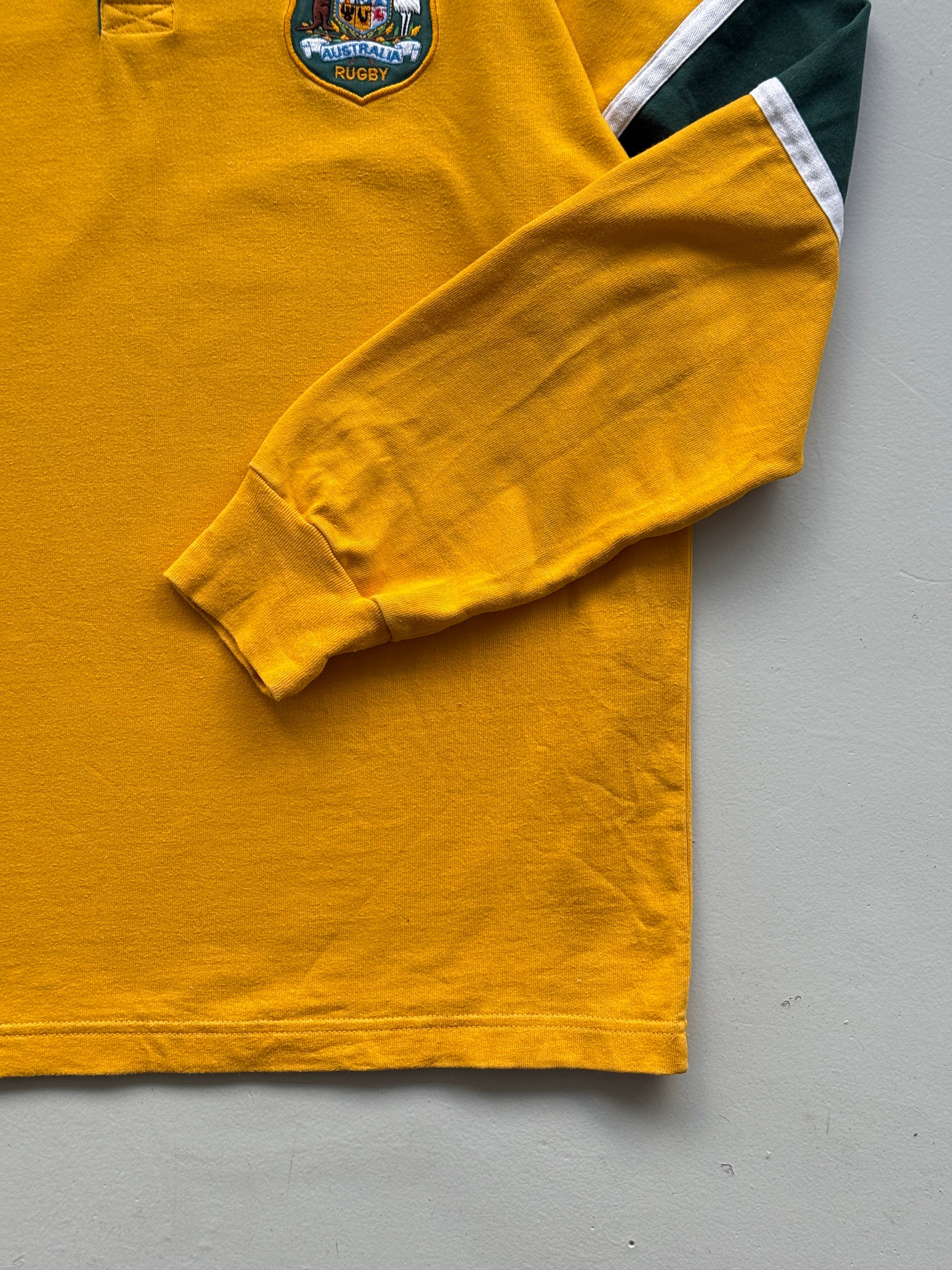 Yellow Australian Rugby Jersey Vintage Long Sleeve Replica - Oversized Medium