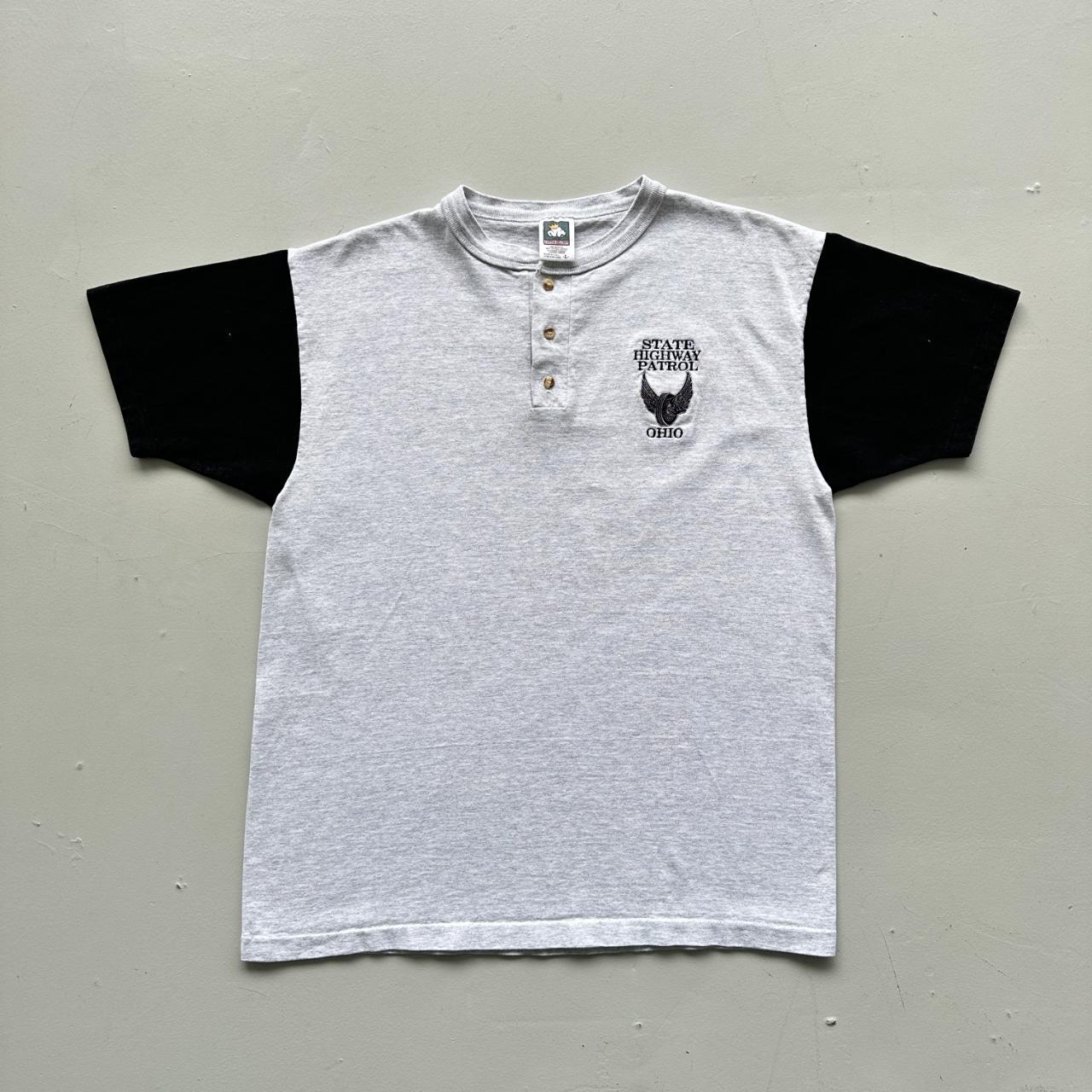 White State Highway Patrol Ohio Henley Button-Up Vintage 90's T-shirt - Large