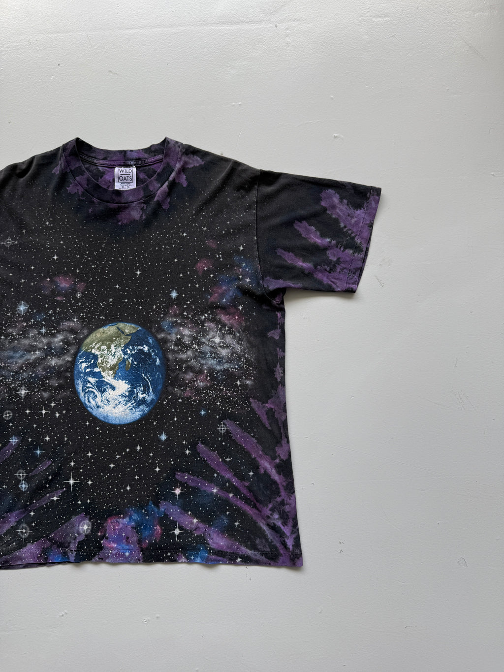 Black Galaxy Space Earth & Moon 90's Vintage All Over Print Single Stitch T-Shir
