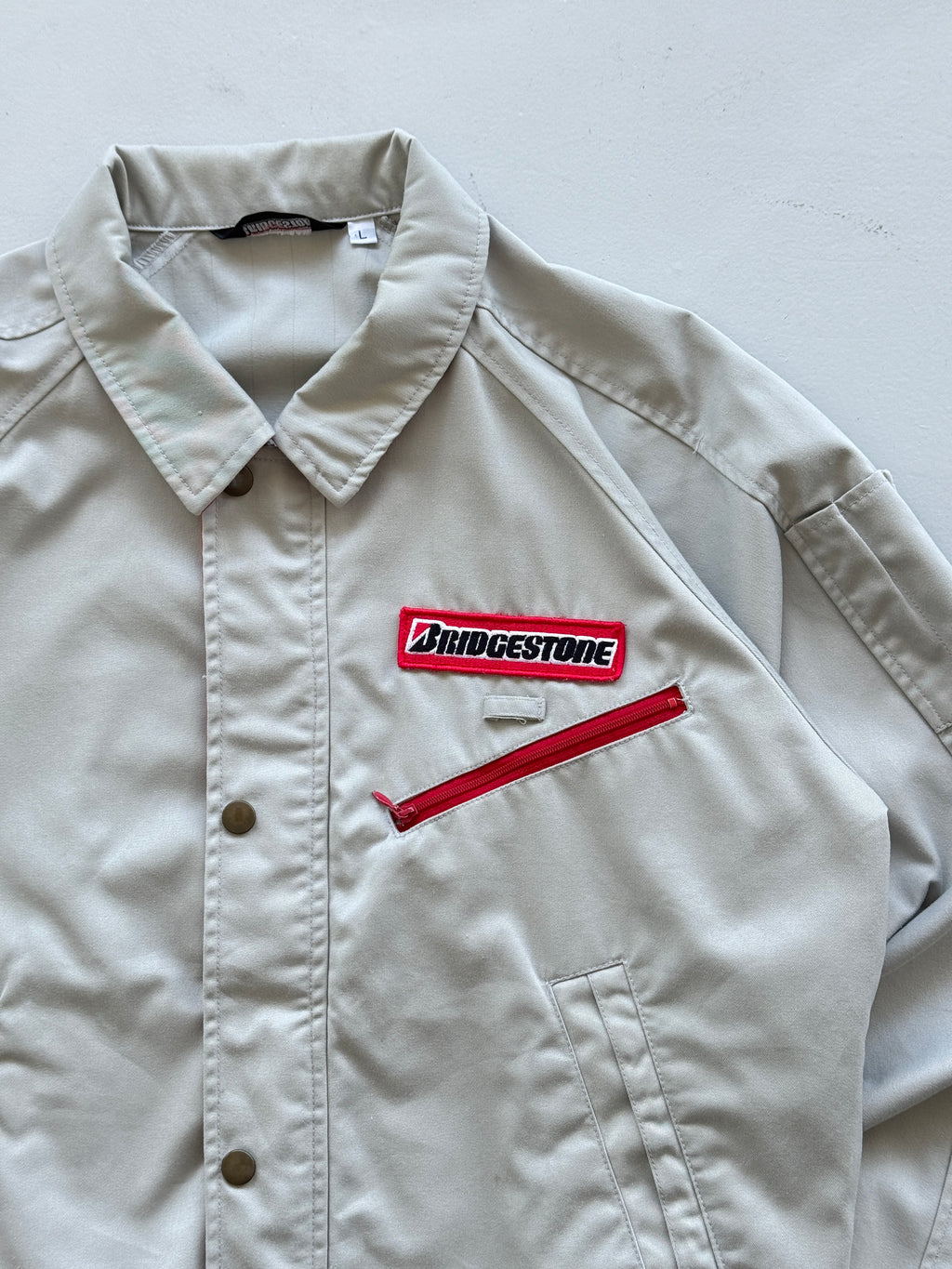Grey Japanese Workwear 90's Vintage Bridgestone Mechanics - Medium