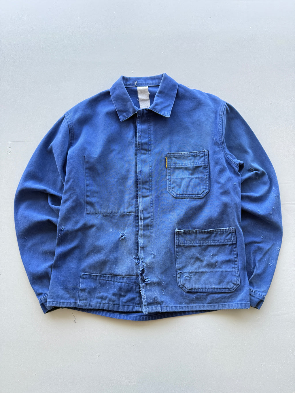 Thrashed Blue French Chore Jacket 90's Vintage Workwear CH319 - Small