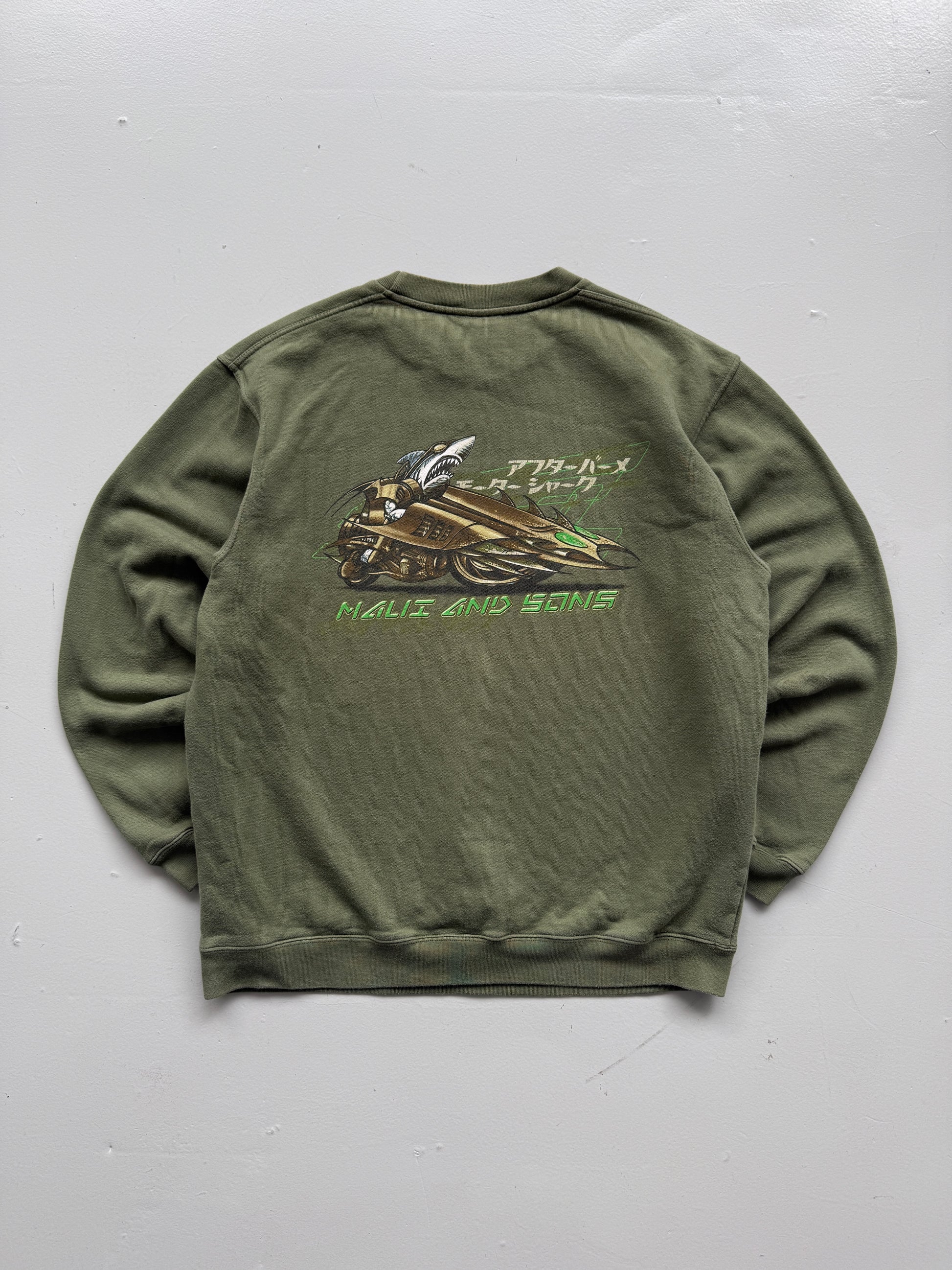Maui and Sons Shark Racer Graphic 90's Vintage Sweatshirt - Large