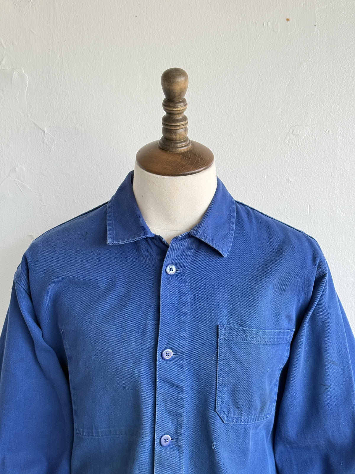 Thrashed Blue French 70's/80's Vintage Workwear Chore Jacket CH503 - Medium