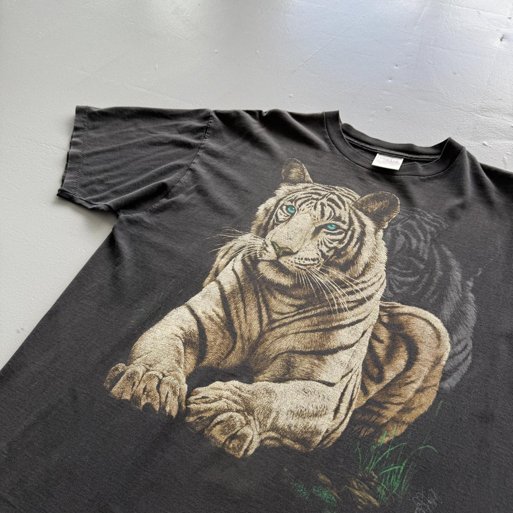 Black Busch Gardens Faded Tiger Vintage 90's T-shirt - XL