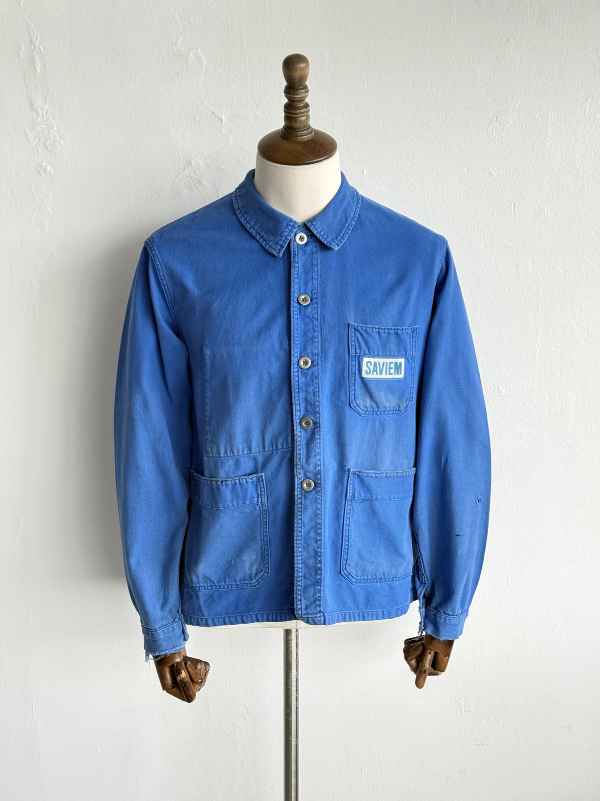 Thrashed Blue Adolphe Lafont 70s Vintage Workwear Chore Jacket CH522