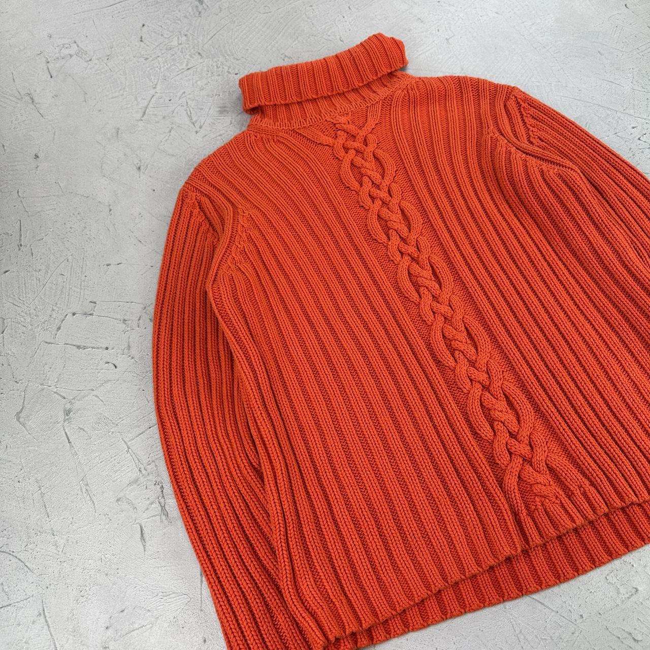Vintage Orange Rope Knit 90's Sweatshirt - Small
