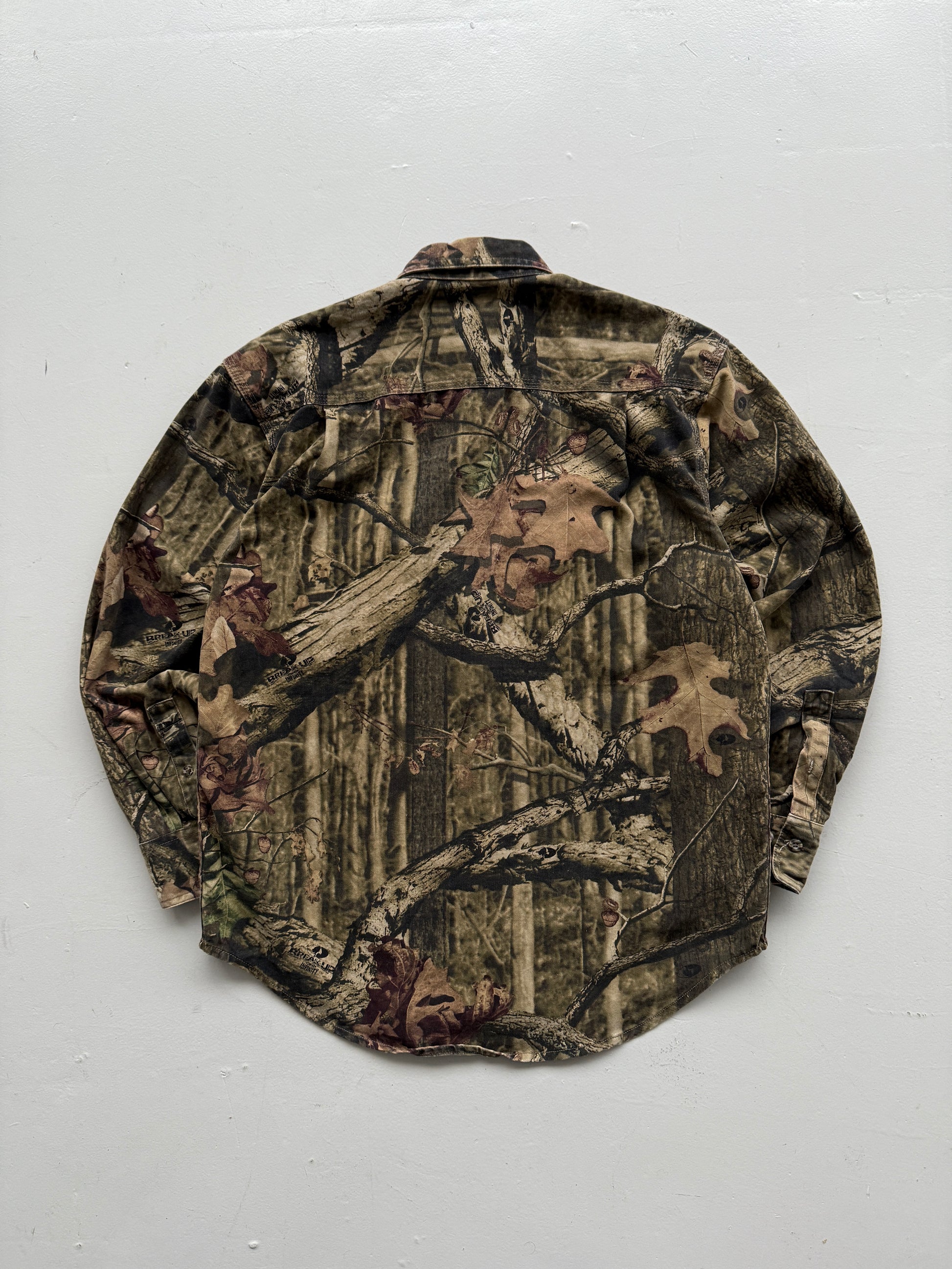 Green Real Tree Camo Russell Outdoors 90's Vintage Long Sleeve Shirt - Medium