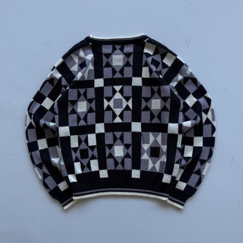 Aztec Pattern 90s Vintage Woollen Knit Jumper - Large